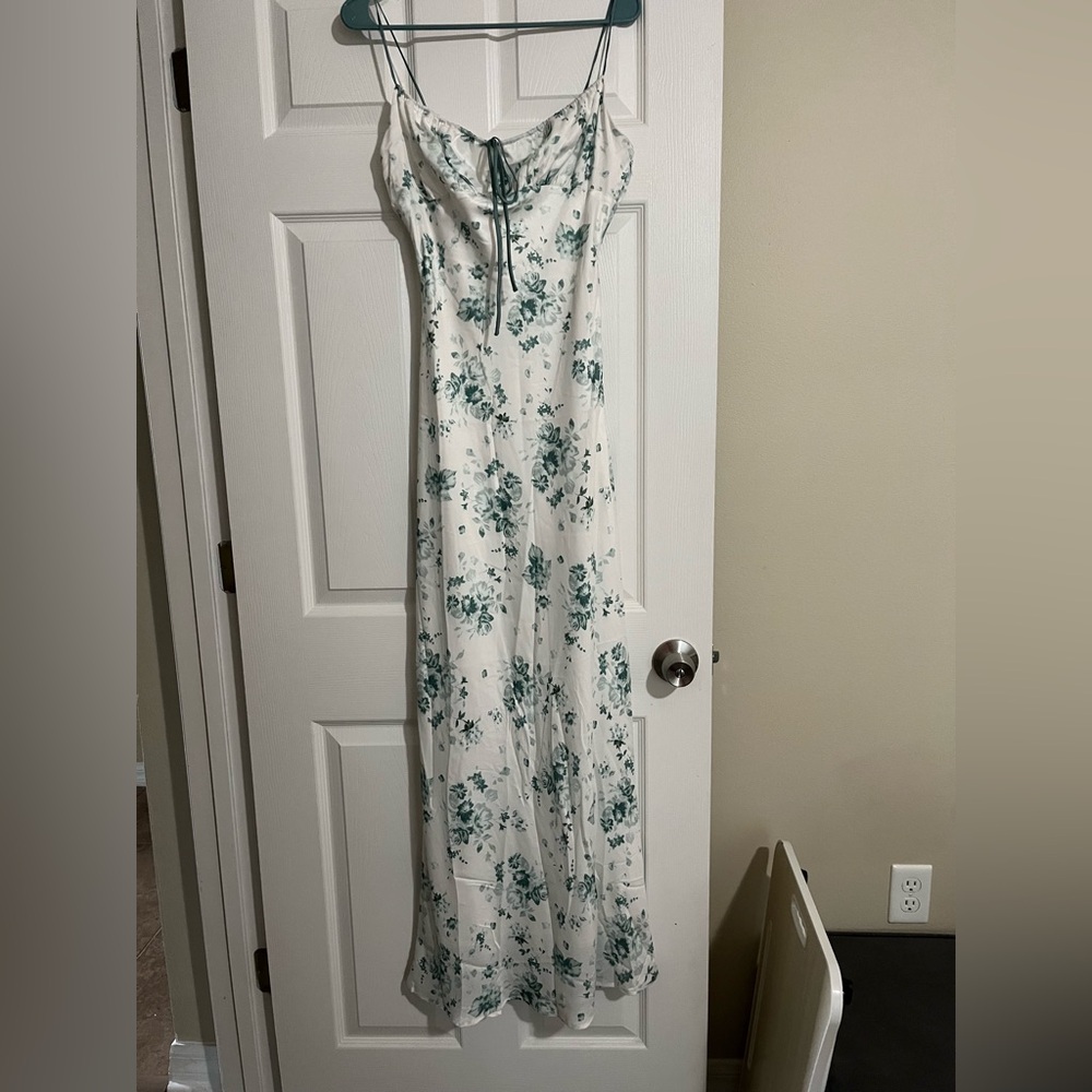 Cotton Candy LA white and green floral print maxi dress